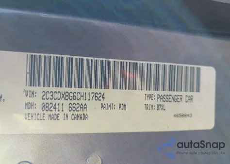 2012 Dodge Charger Se from USA, damaged, VIN 2C3CDXBG6CH117624